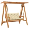 Balancelle Avec Coussin Blanc Crème 170 Cm Bois De Teck Solide