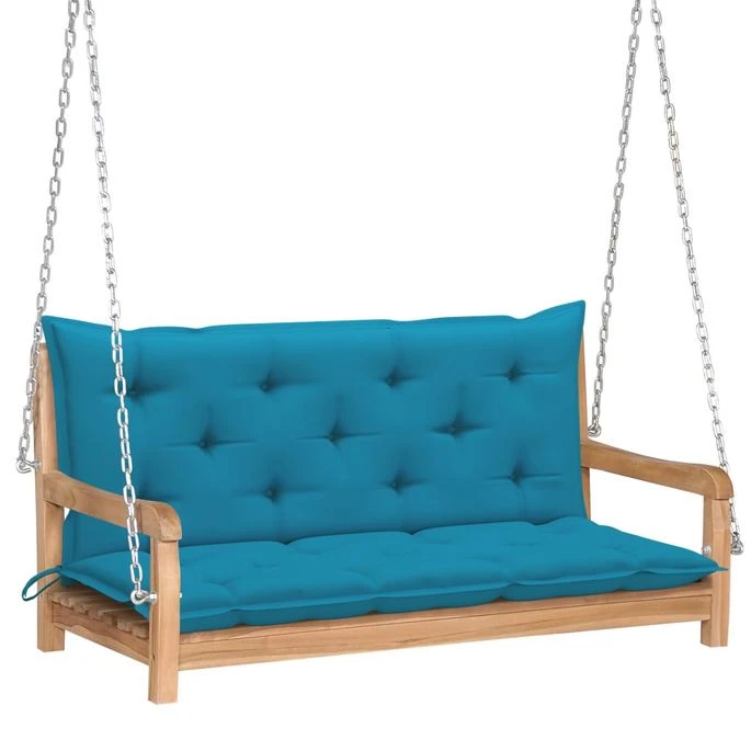 Balancelle Avec Coussin Bleu Clair 120 Cm Bois De Teck Solide 1 Balancelle Avec Coussin Bleu Clair 120 Cm Bois De Teck Solide