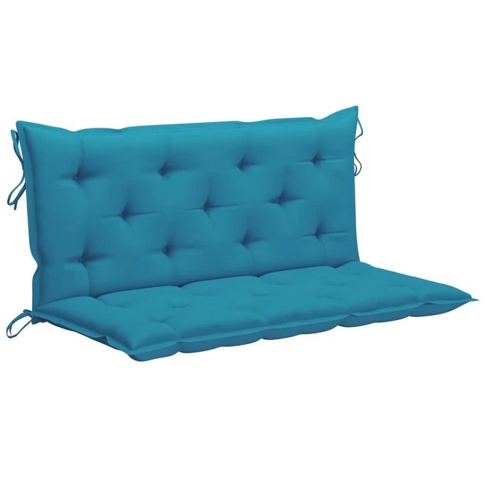 Balancelle Avec Coussin Bleu Clair 120 Cm Bois De Teck Solide 2 Balancelle Avec Coussin Bleu Clair 120 Cm Bois De Teck Solide – Image 2