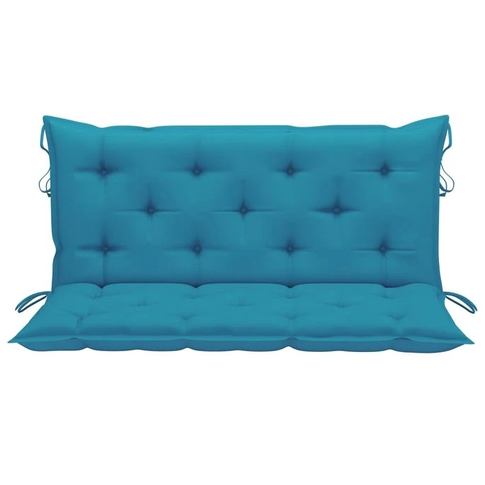 Balancelle Avec Coussin Bleu Clair 120 Cm Bois De Teck Solide 3 Balancelle Avec Coussin Bleu Clair 120 Cm Bois De Teck Solide – Image 3