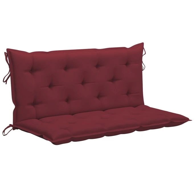 Balancelle Avec Coussin Rouge Bordeaux 120 Cm Bois De Teck 2 Balancelle Avec Coussin Rouge Bordeaux 120 Cm Bois De Teck – Image 2