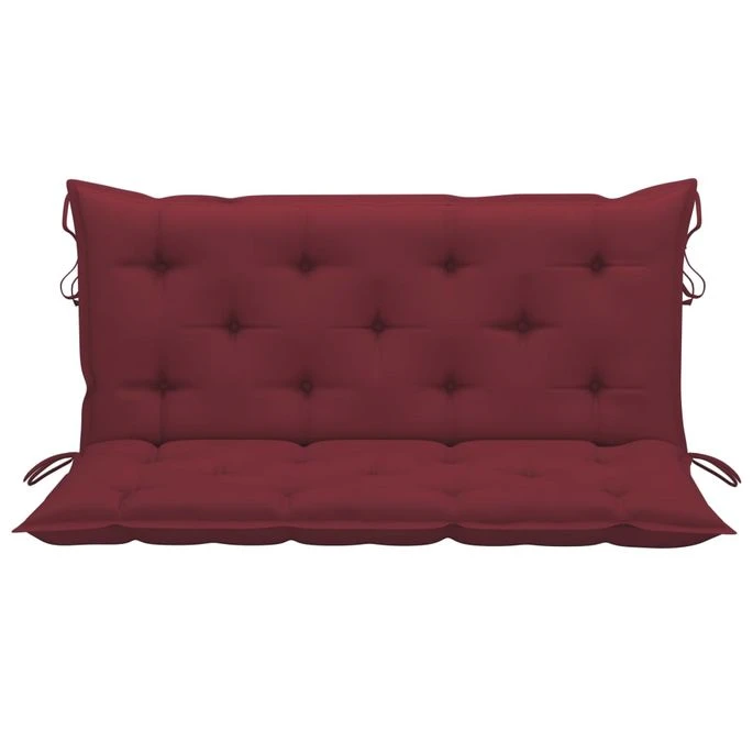 Balancelle Avec Coussin Rouge Bordeaux 120 Cm Bois De Teck 3 Balancelle Avec Coussin Rouge Bordeaux 120 Cm Bois De Teck – Image 3