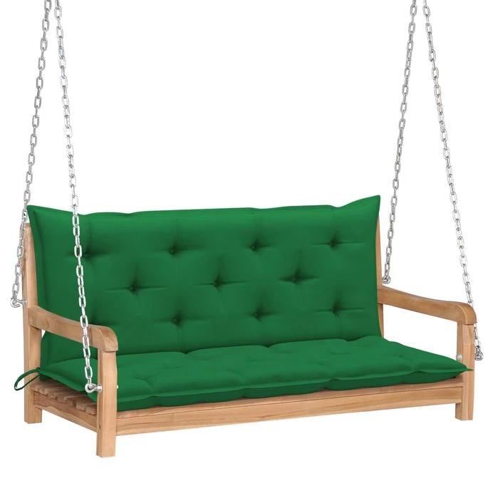Balancelle Avec Coussin Vert 120 Cm Bois De Teck Solide 1 Balancelle Avec Coussin Vert 120 Cm Bois De Teck Solide