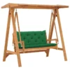 Balancelle Avec Coussin Vert 170 Cm Bois De Teck Solide