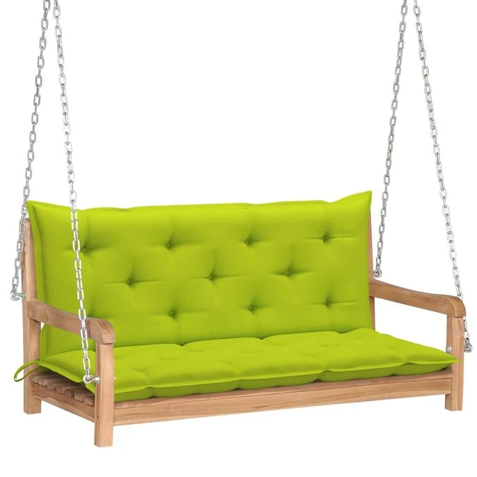 Balancelle Avec Coussin Vert Vif 120 Cm Bois De Teck Solide 1 Balancelle Avec Coussin Vert Vif 120 Cm Bois De Teck Solide