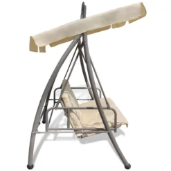 Balancelle Convertible D'extérieur Avec Auvent Blanc Sable -Le Coin Jardin balancelle convertible d exterieur avec auvent blanc sable 3666722184564 1212012