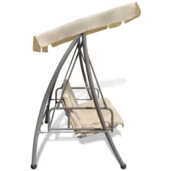 Balancelle D'extérieur Avec Auvent Blanc Sable 3 -Le Coin Jardin balancelle d exterieur avec auvent blanc sable 3666722184588 1211999