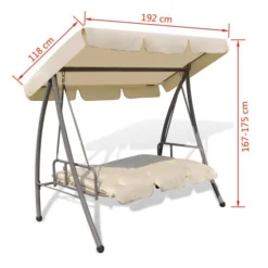 Balancelle D'extérieur Avec Auvent Blanc Sable 3 -Le Coin Jardin balancelle d exterieur avec auvent blanc sable 3666722184588 1212002