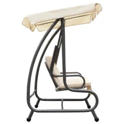 Balancelle D'extérieur Avec Auvent Blanc Sable 2 -Le Coin Jardin balancelle d exterieur avec auvent blanc sable 8718475709169 1217615