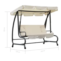 Balancelle D'extérieur Avec Auvent Blanc Sable 2 -Le Coin Jardin balancelle d exterieur avec auvent blanc sable 8718475709169 1217617