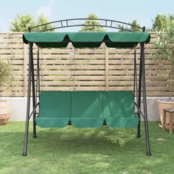 Balancelle De Jardin Avec Auvent Vert 198 Cm Tissu Et Acier