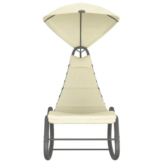 Balancelle De Jardin Crème 160x80x195 Cm Tissu 2 Balancelle De Jardin Crème 160x80x195 Cm Tissu – Image 2