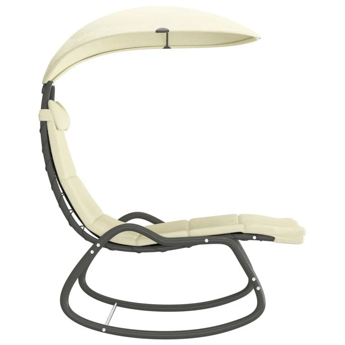 Balancelle De Jardin Crème 160x80x195 Cm Tissu 3 Balancelle De Jardin Crème 160x80x195 Cm Tissu – Image 3