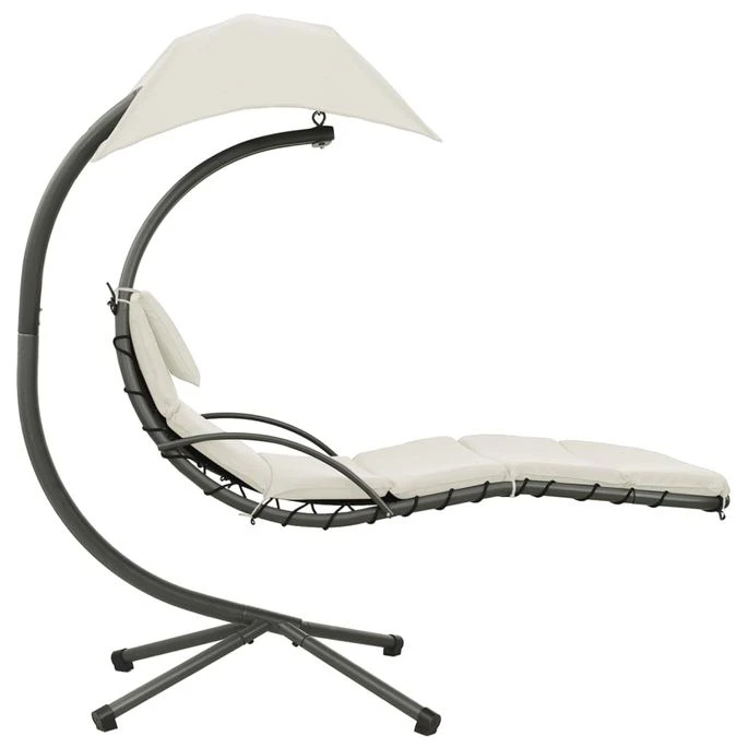 Balancelle De Jardin Crème Et Gris 190x90x200 Cm Tissu 3 Balancelle De Jardin Crème Et Gris 190x90x200 Cm Tissu – Image 3