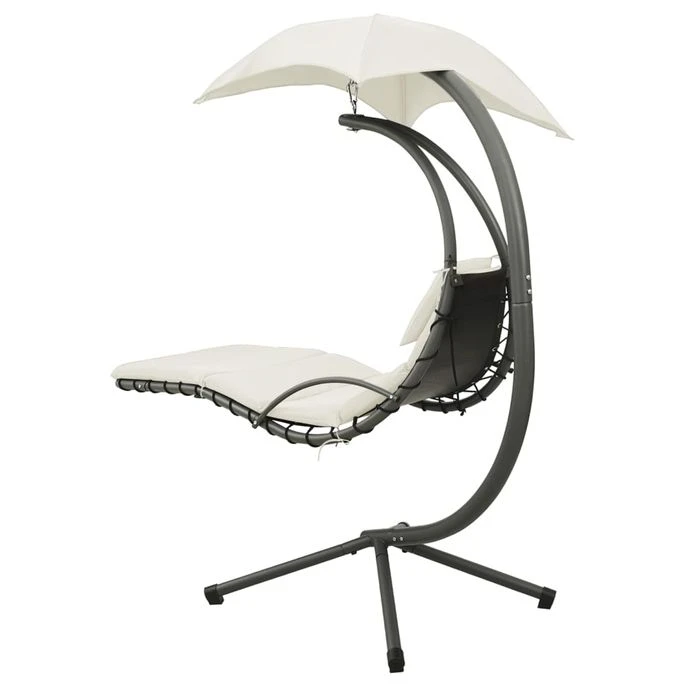 Balancelle De Jardin Crème Et Gris 190x90x200 Cm Tissu 4 Balancelle De Jardin Crème Et Gris 190x90x200 Cm Tissu – Image 4