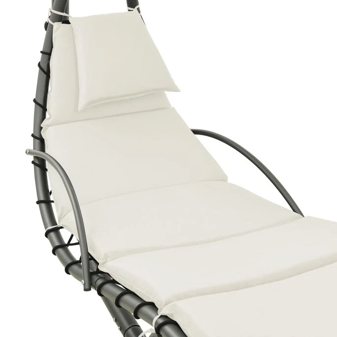 Balancelle De Jardin Crème Et Gris 190x90x200 Cm Tissu 5 Balancelle De Jardin Crème Et Gris 190x90x200 Cm Tissu – Image 5