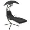 Balancelle De Jardin Noir Et Gris 190x90x200 Cm Tissu