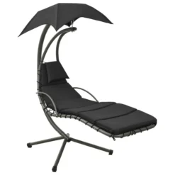 Balancelle De Jardin Noir Et Gris 190x90x200 Cm Tissu