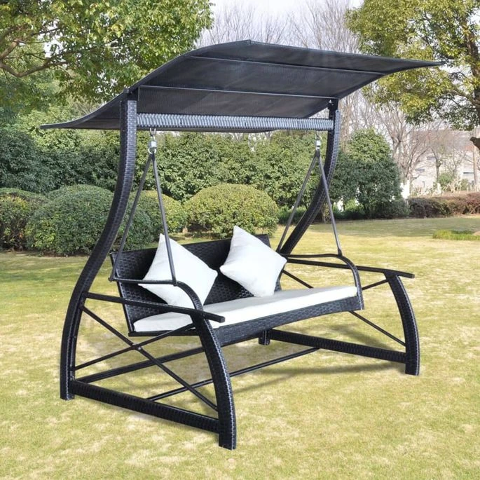 Balancelle De Jardin Résine Tressée Noir 167x130x178 Cm 1 Balancelle De Jardin Résine Tressée Noir 167x130x178 Cm