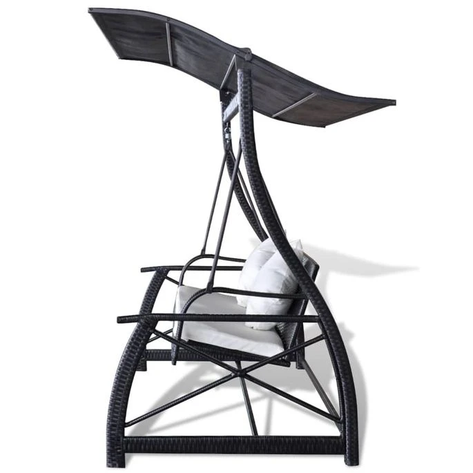 Balancelle De Jardin Résine Tressée Noir 167x130x178 Cm 5 Balancelle De Jardin Résine Tressée Noir 167x130x178 Cm – Image 5