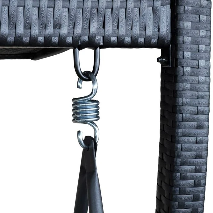 Balancelle De Jardin Résine Tressée Noir 167x130x178 Cm 6 Balancelle De Jardin Résine Tressée Noir 167x130x178 Cm – Image 6