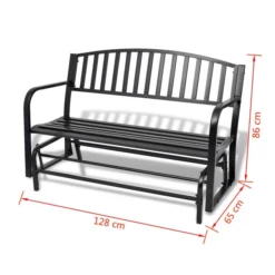 Banc Balançoire En Acier Noir -Le Coin Jardin banc balancoire en acier noir 3666722181129 1217009