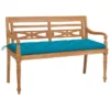 Banc Batavia Avec Coussin Bleu Clair 150 Cm Bois De Teck Massif