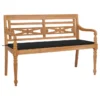 Banc Batavia Avec Coussin Noir 150 Cm Bois De Teck Massif