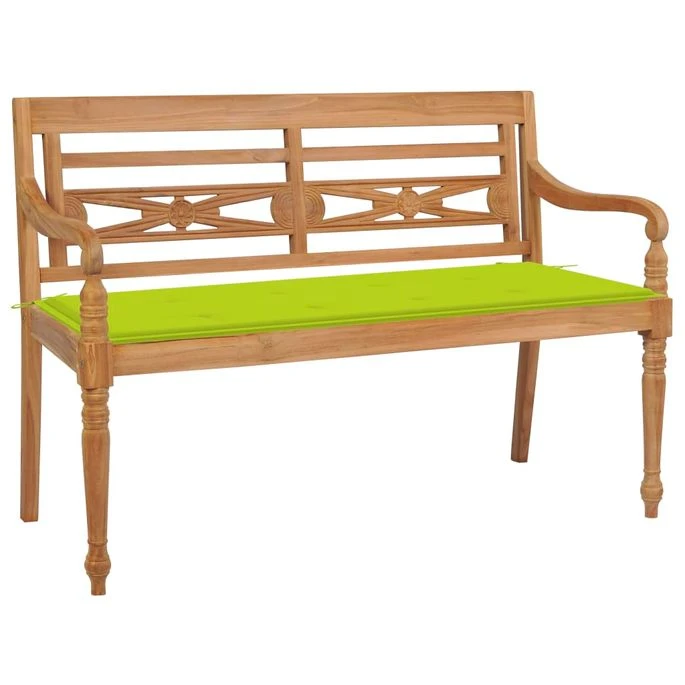 Banc Batavia Avec Coussin Vert Vif 120 Cm Bois De Teck Massif 1 Banc Batavia Avec Coussin Vert Vif 120 Cm Bois De Teck Massif