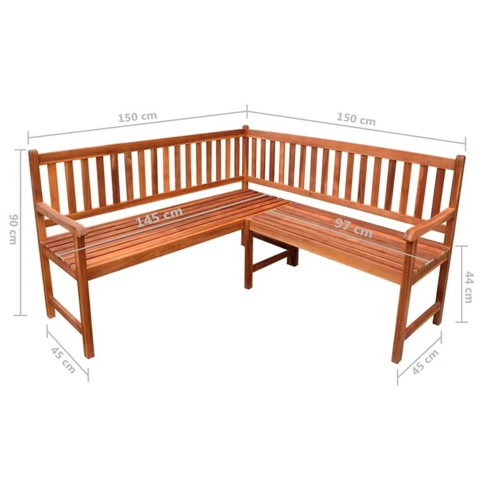 Banc D'angle De Jardin Avec Coussins 150cm Bois D'acacia Massif 8 10 Banc D'angle De Jardin Avec Coussins 150cm Bois D'acacia Massif 8 – Image 10