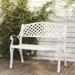 Nouveaux produits -Le Coin Jardin banc de jardin 102 cm aluminium coule blanc 3666722171892 1227620