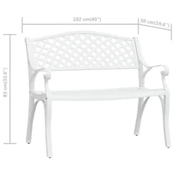 Banc De Jardin 102 Cm Aluminium Coulé Blanc -Le Coin Jardin banc de jardin 102 cm aluminium coule blanc 3666722171892 1227626