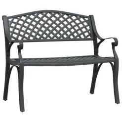 Banc De Jardin 102 Cm Aluminium Coulé Noir