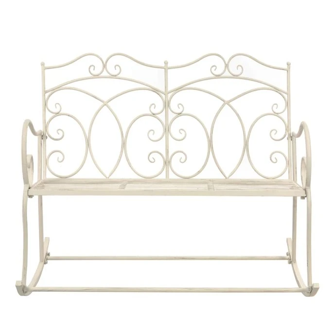 Banc De Jardin 104 Cm Fer Blanc Antique 2 Banc De Jardin 104 Cm Fer Blanc Antique – Image 2