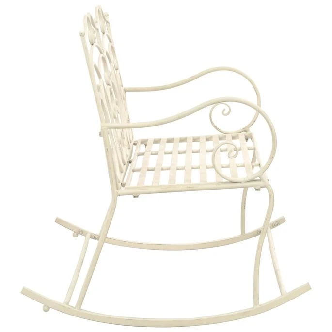 Banc De Jardin 104 Cm Fer Blanc Antique 3 Banc De Jardin 104 Cm Fer Blanc Antique – Image 3