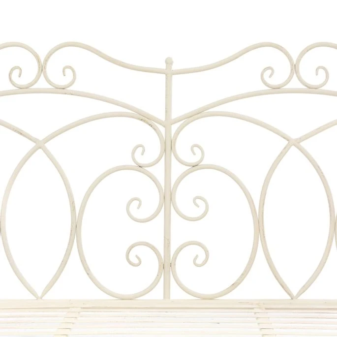 Banc De Jardin 104 Cm Fer Blanc Antique 4 Banc De Jardin 104 Cm Fer Blanc Antique – Image 4