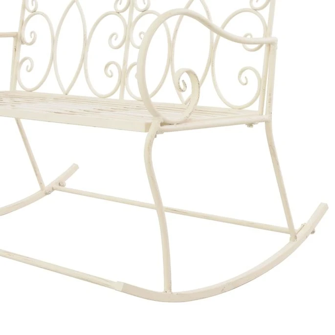 Banc De Jardin 104 Cm Fer Blanc Antique 5 Banc De Jardin 104 Cm Fer Blanc Antique – Image 5