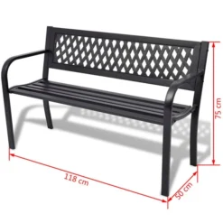 Banc De Jardin 118 Cm Acier Noir -Le Coin Jardin banc de jardin 118 cm acier noir 3666722331012 974032