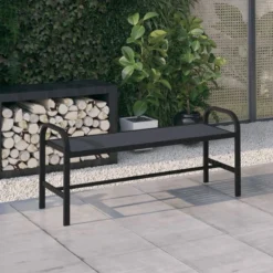 Banc De Jardin 124,5 Cm Acier Et WPC Noir