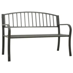 Banc De Jardin 125 Cm Acier Gris 3