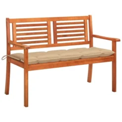 Banc De Jardin 2 Places Avec Coussin 120 Cm Bois D'eucalyptus 12