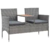Banc De Jardin 2places Et Table à Thé 143cm Résine Tressée Gris