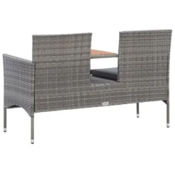 Banc De Jardin 2places Et Table à Thé 143cm Résine Tressée Gris -Le Coin Jardin banc de jardin 2places et table a the 143cm resine tressee gris 3666722323741 981849