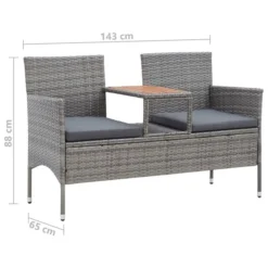 Banc De Jardin 2places Et Table à Thé 143cm Résine Tressée Gris -Le Coin Jardin banc de jardin 2places et table a the 143cm resine tressee gris 3666722323741 981851