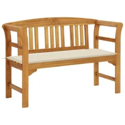 Banc De Jardin Avec Coussin 120 Cm Bois D'acacia Massif 78