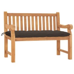 Banc De Jardin Avec Coussin 120 Cm Bois De Teck Massif