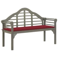 Banc De Jardin Avec Coussin 135 Cm Bois D'acacia Massif Gris 13