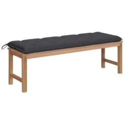 Banc De Jardin Avec Coussin Anthracite 150 Cm Teck Massif 3