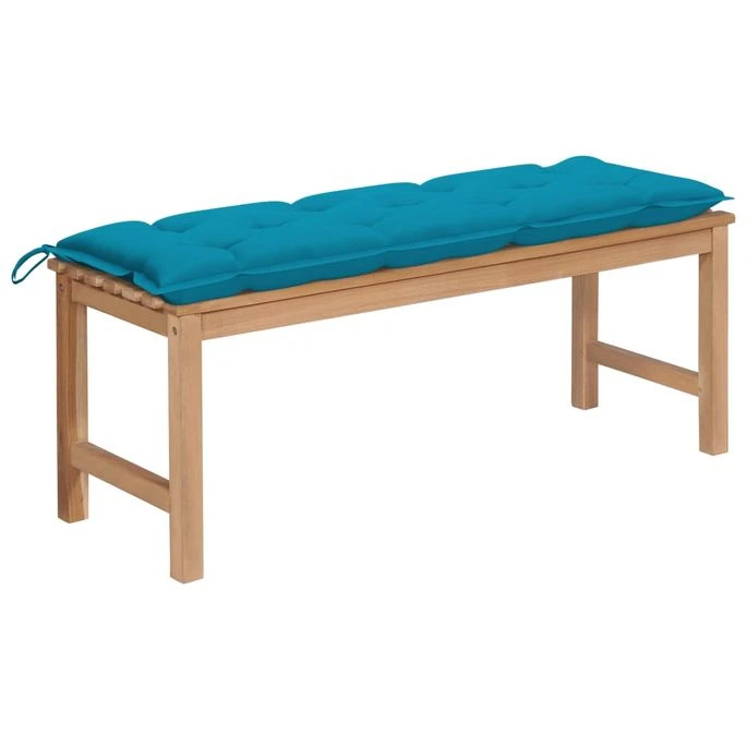 Banc De Jardin Avec Coussin Bleu Clair 120 Cm Bois De Teck 2 1 Banc De Jardin Avec Coussin Bleu Clair 120 Cm Bois De Teck 2