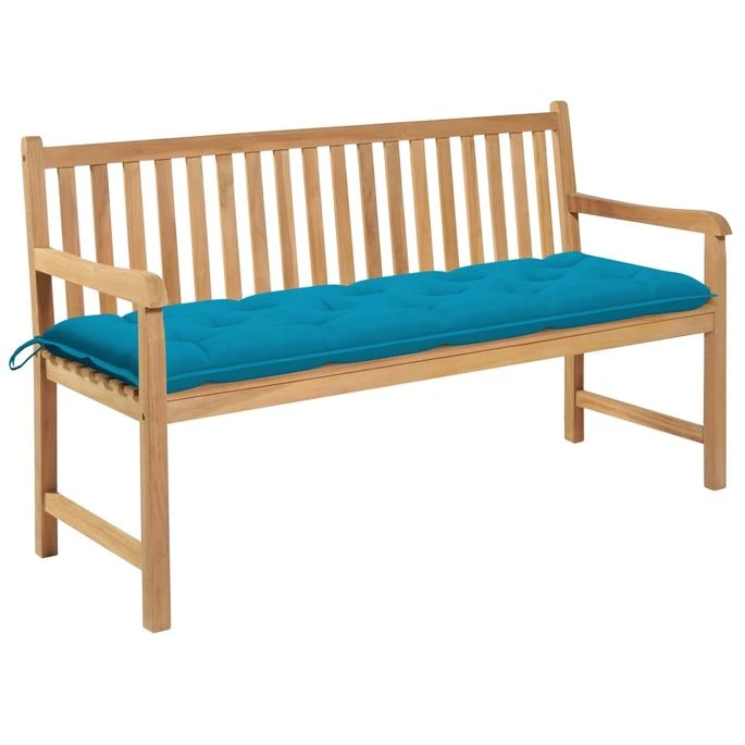 Banc De Jardin Avec Coussin Bleu Clair 150 Cm Teck Massif 2 1 Banc De Jardin Avec Coussin Bleu Clair 150 Cm Teck Massif 2